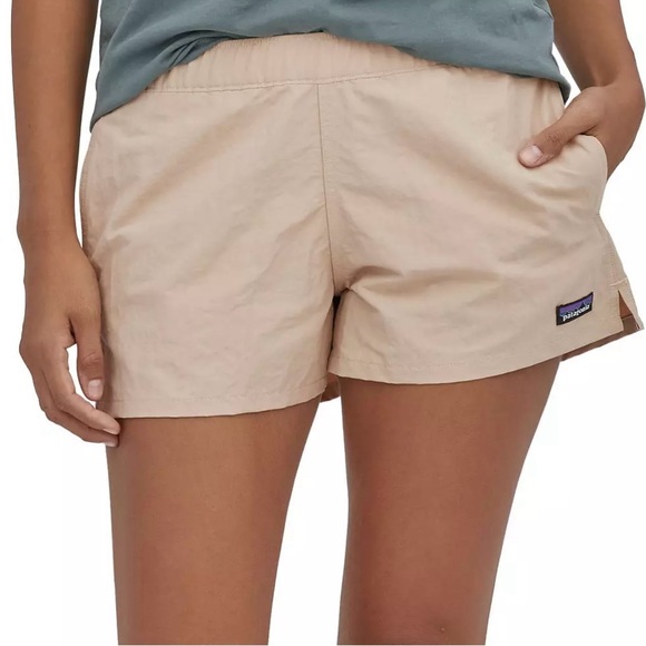 Patagonia Pants - Patagonia Women's M  2.5" Barely Baggies Nylon Shorts Oar Tan Pockets Recycled